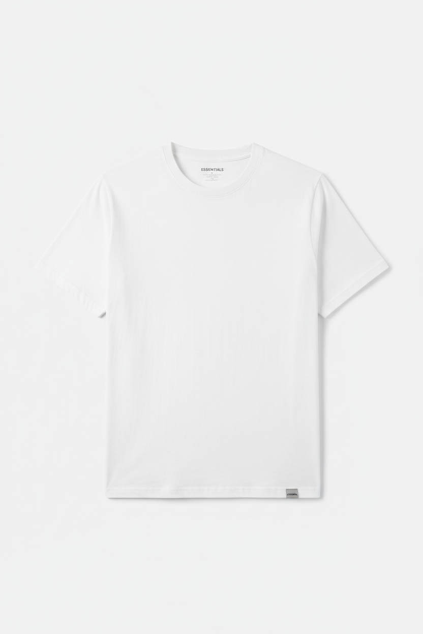 T-shirt basique col rond blanc unisexe